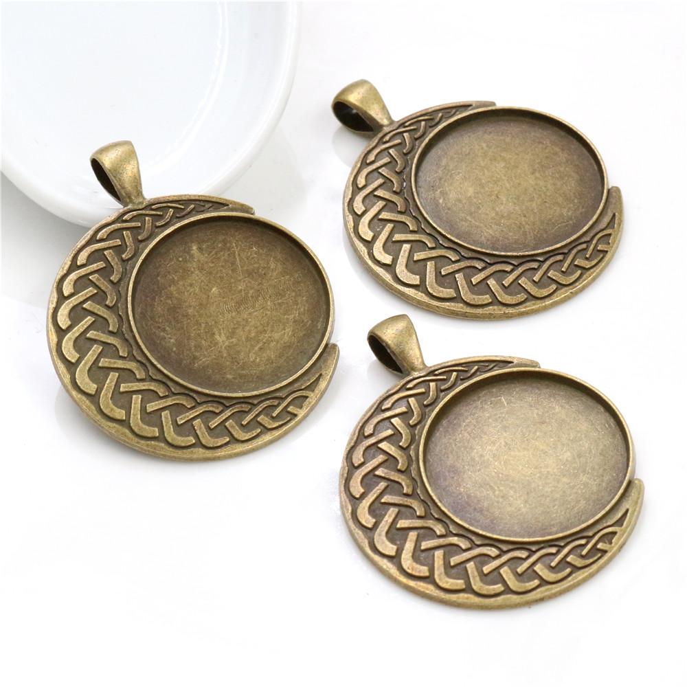 New Fashion 5pcs 25mm Inner Size Antique Silver Plated And Bronze Baroque Style Cabochon Base Setting Charms Pendant