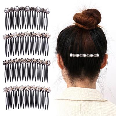 Flower Headwear Hair Accessories Hair Clip Bangs Hairpins Rhinestone Buttons Inserted Hair Comb