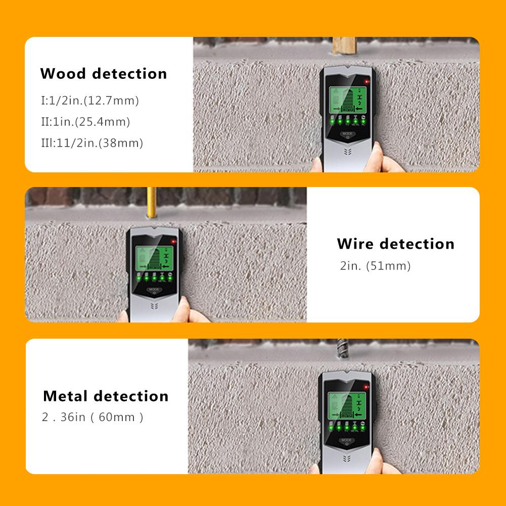 5 In 1 Digital Metal Detector LCD Screen Stud Center Finder Multifunction Wall Beam Scanner for Metal Nonmetal AC Wire Finding