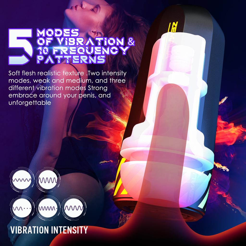 Vibrating Electric Male Masturbator Cup - Hands-Free Orgasm Waves for Pleasure, Portable Oral Blowjob Simulator Sex Toy