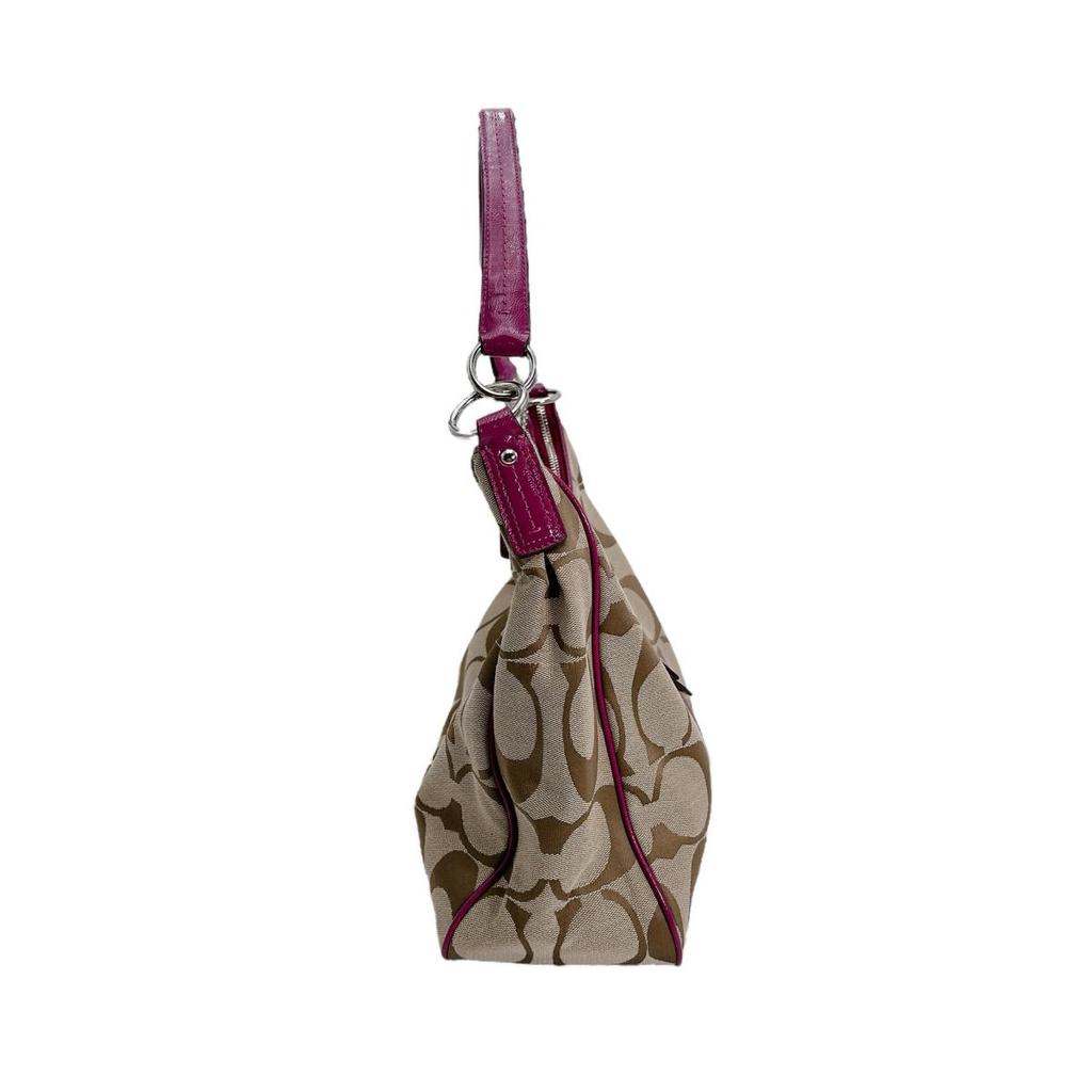 Coach Signature Shoulder Bag Canvas Brown Women F21873 Used
