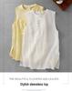 European-Style Floral Embroidered Cotton Linen Sleeveless Top for Women