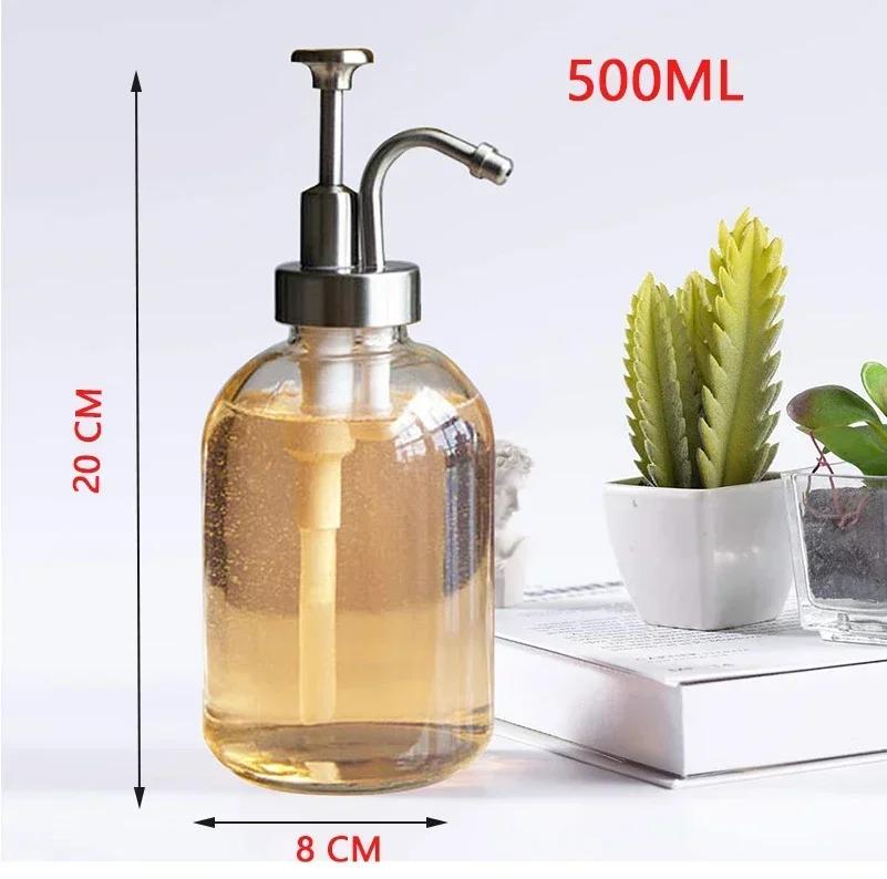 Press Nozzle Mouth Glass Bottle Hand Sanitizer Liquid Soap Solution Lotion Shower Gel Pump Bottle Nordic Bathroom Storage Bottle