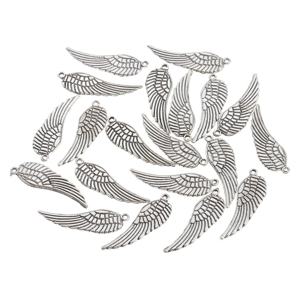 20 Pieces Tibetan angel Wing Charm Pendant Jewelry Making Accessories