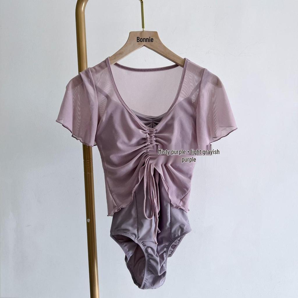 Bonnie Dancewear Women's Ballet Mesh Top - Short/Long Sleeve Body Shaping Outerwear for Gymnastics