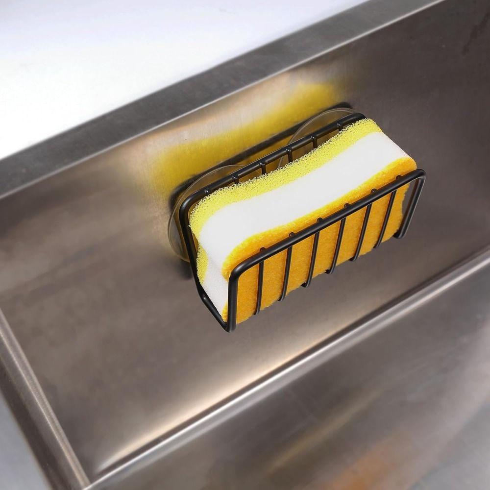 Wall-Mounted Sponge Holder Suction Cup Drain Storage Shelf Sink Shelving  Countertop Storage