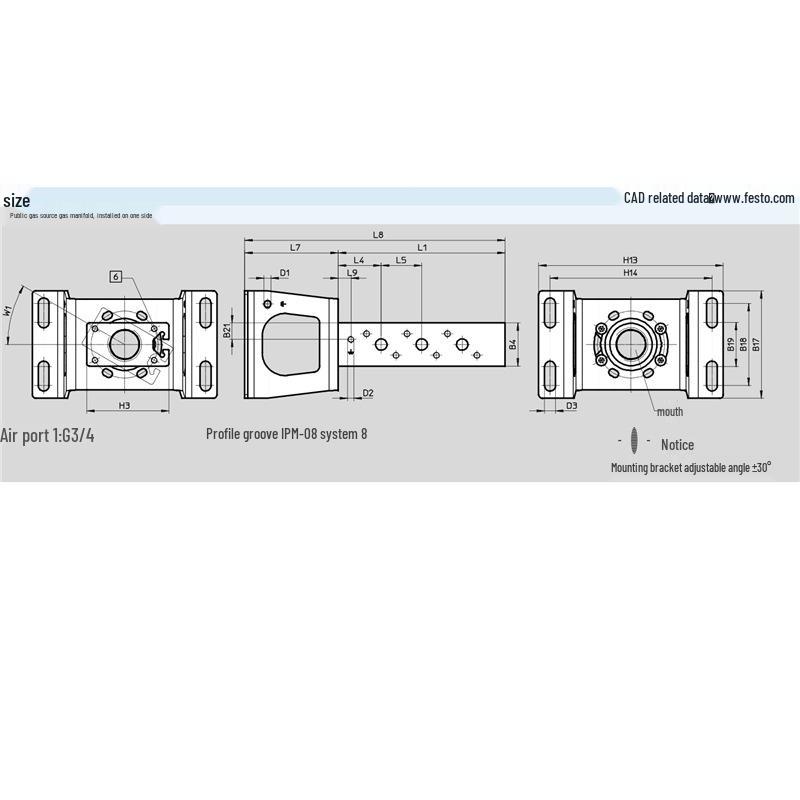 FESTO Pneumatic Manifold VABM Series VABM-B10-20S-G14-6