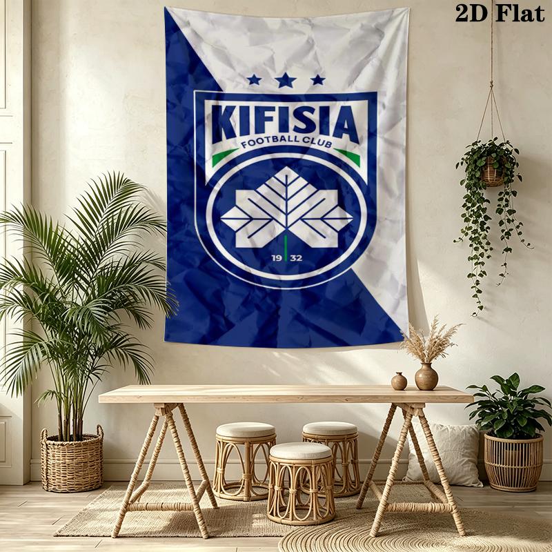 Kifisia FC Wall Tapestry Aesthetic Wall Hanging Printed Fabric Blanket Decorative Tapestries for Bedroom Living Room Home Decor