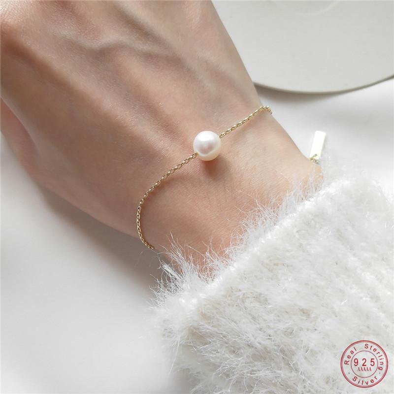Korea 925 Sterling Silver Natural Freshwater Pearl Thin Bracelet for Women Simple Temperament Accessories Hand Accessories