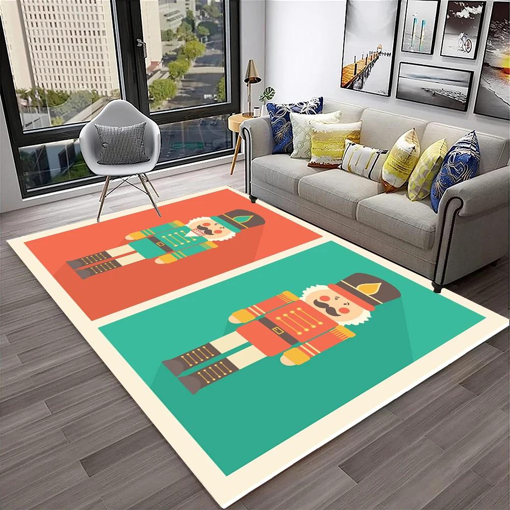 3D Nutcracker Christmas Tree Cartoon Carpet Rug for Home Living Room Bedroom Sofa Playroom Doormat Decor,kids Non-slip Floor Mat