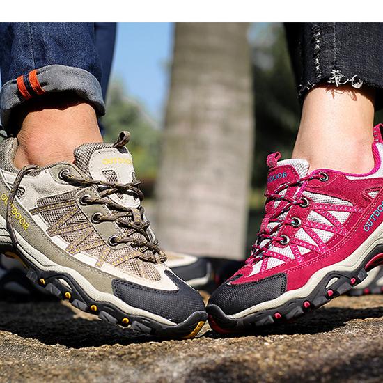 Large Outdoor Hiking Shoes for Couples, Spring and Summer Sports Shoes, Men's and Women's Mesh Fabric Anti Slip Travel Off-road Shoes