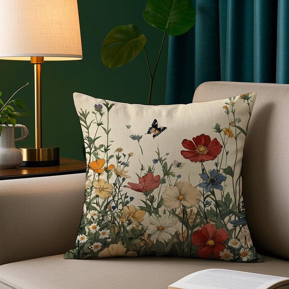 

Romantic Flowers Pillow Case Short Plush Print Cushion Cover Square Throw Pillow Covers Sofa Home Decor 12x12Inch