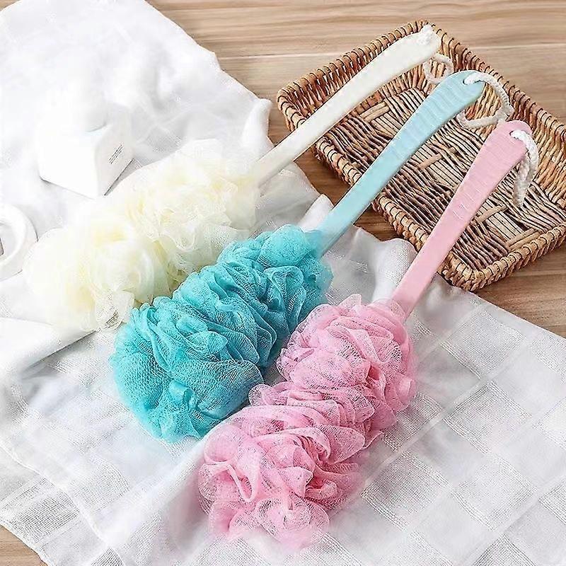 3pcs Long Handle Bath Flower Scrubber Colorful Body Brush Exfoliating Shower Brush