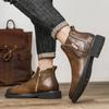 Chaussures habillées en cuir souple pour hommes, Bottines pour hommes polyvalentes, Formelles, Business décontracté, Chaussures en coton pour hommes, Classiques en peluche, Bottes Chelsea pour hommes