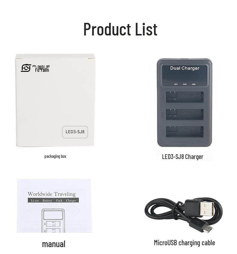 SJCAM SJ8 Battery Charger USB Triple Port for SJ8 PRO/AIR Sports Cameras