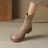 Autumn and Winter Round Head Women's Fashion Boots Medium Heel Large Size Back Zipper Women's Boots Square Heel Comfortable Platform Medium Boot