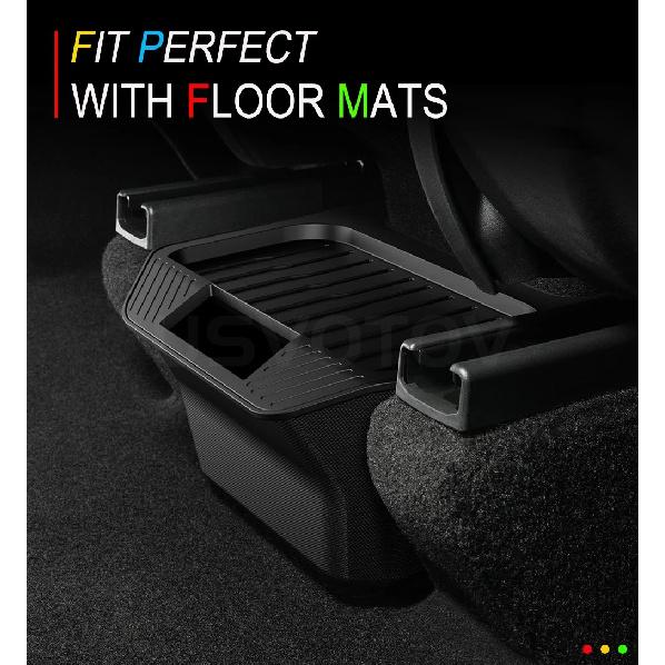 Rear Center Console Organizer for Tesla Model Y Juniper 2025 2026 Trash Can 2nd Row Under Floor Storage Box Bin Mat Accessories