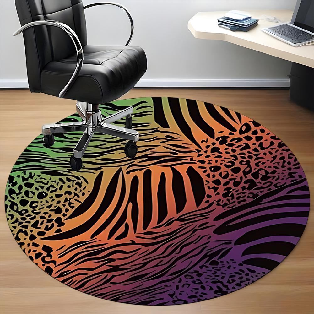 1pc Zebra Print Animal Office Round Area Rug, Indoor Mat Suitable ForOffice, Under Office Chairs Bedroom Living Room Home Decor, Room Decot265