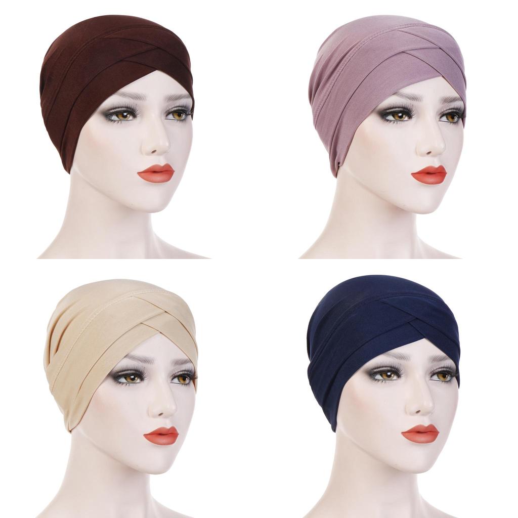 Knitted Turban Cap With Cross Front Style For Women Summer Winter Fashion