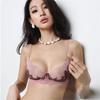 Summer New Large Chest Minimizer Gathered Ultra Thin Lace Women's Underwear Set  Bra Bras & Bra Sets