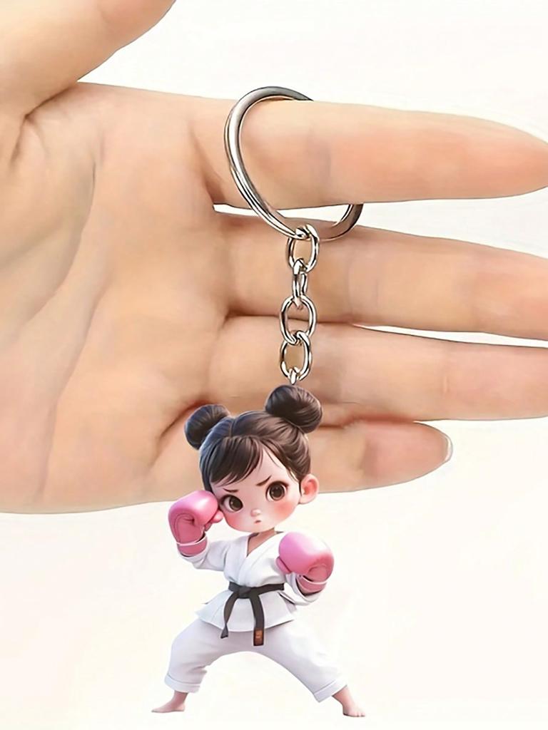 Cute Acrylic Girl Boxer Keychain - Perfect for Thanksgiving Gift | DIY Holiday Decoration, Suitable for Backpack Accessories