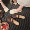 Leather Flat-bottomed Bag Head and Half Slippers for Women's 2025 Spring and Summer New Models, Wearing Cool Slippers with One Foot, Mary Jane Women