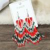 1 Pair of Bohemian Beaded Colorful Geometric Long Earrings as Earring Accessories