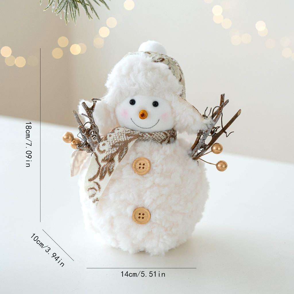 1pc Golden Plush Knitted Christmas Snowman Ornament Decoration Christmas Desktop Ambience Ornament Gift for Family and Friends