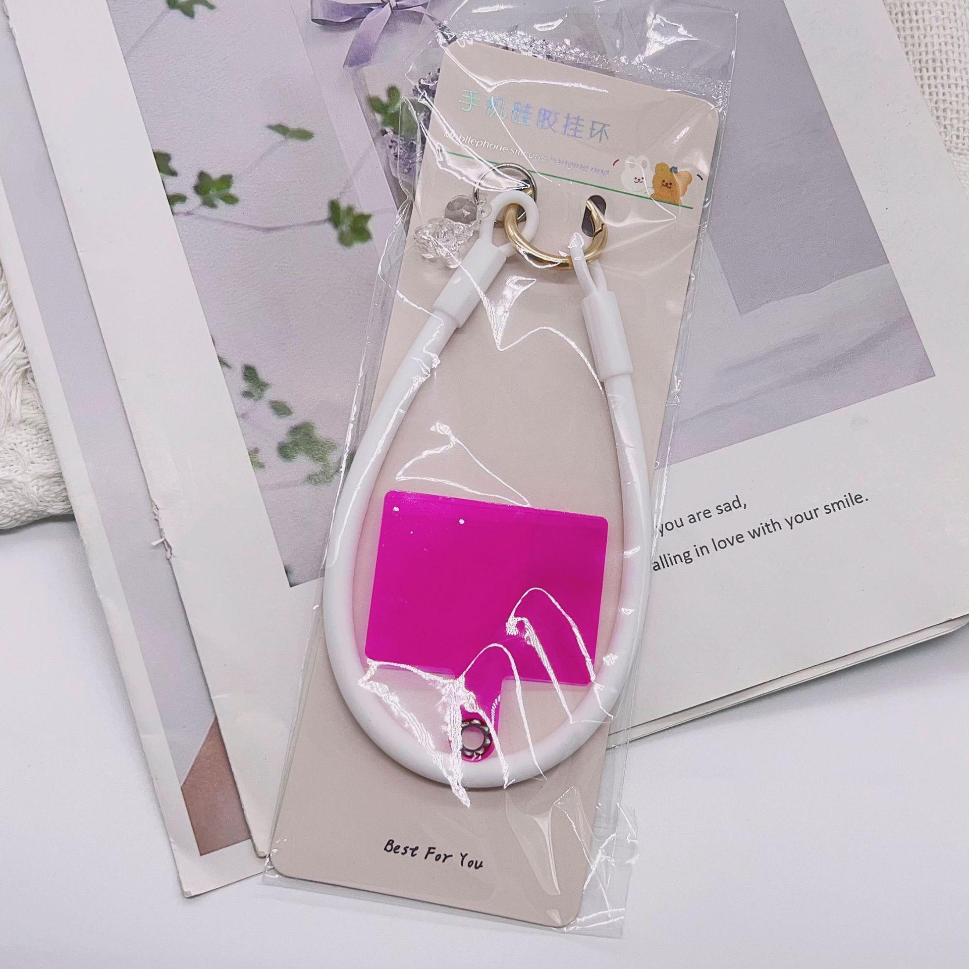 

Универсальный силиконовый браслет для телефона и брелок с медведем — защитный чехол-браслет от падений и потерь с переносным шнурком. Set белый