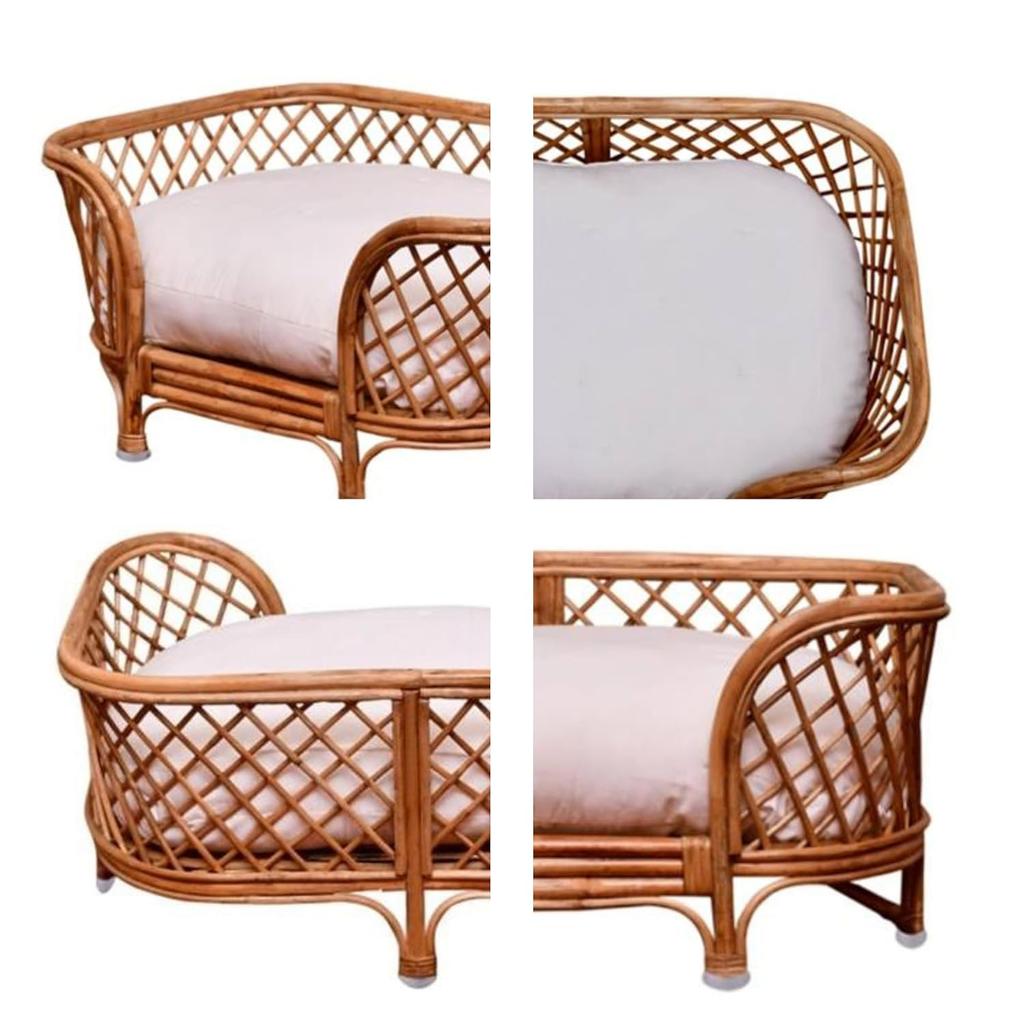 Eco Decx Rattan Pet Bed Without Cushion, Natural Woven Design | 80 * 52 * 41 cm