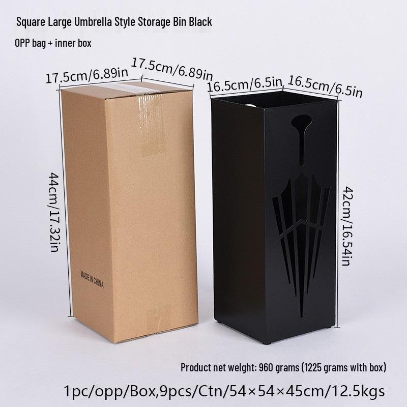 

Wrought Iron Square Umbrella Stand for Heavy Rain - Ideal for Home & Hotel Lobby Use.