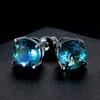 1 Pair of Silver Blue Zircon Four Claw Earrings, Fashionable and Personalized Earrings