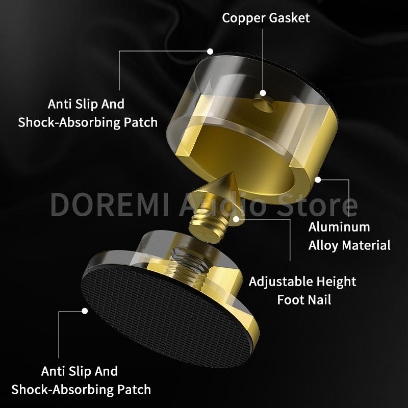 4Pcs HiFi Speaker Spike Stand Foot Pads Aluminum Alloy Shock-absorbing Feet Peg CD Stand Speaker Amplifier Isolation Feet Nail
