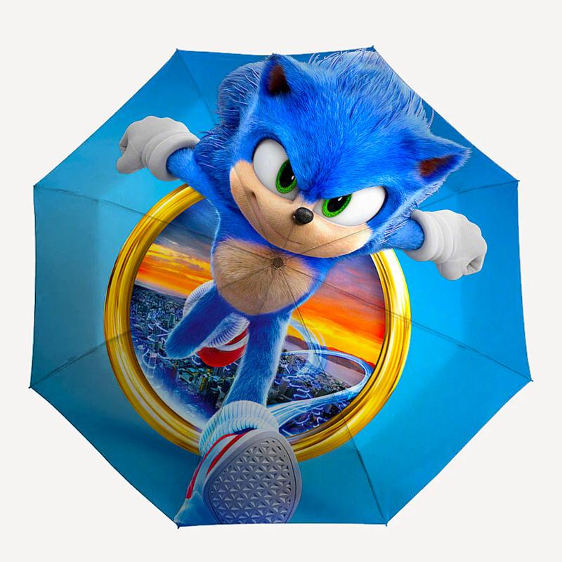 Sonic The Hedgehog Art Decal Umbrella, Portable 3 Fold Compact Umbrella for Men & Women,S42