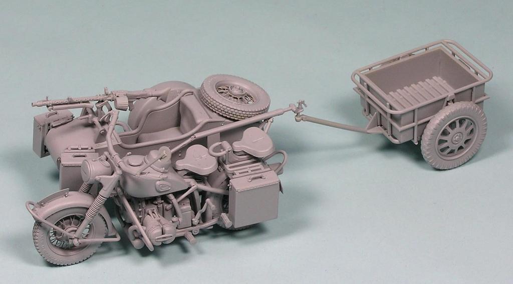 great wall hobby II Wojna Światowa Niemiecki Motocykl Wojskowy z Przyczepą R75 Plastikowy Zestaw Modelarski L3510 1/35 (2 typy) (Wojskowy)