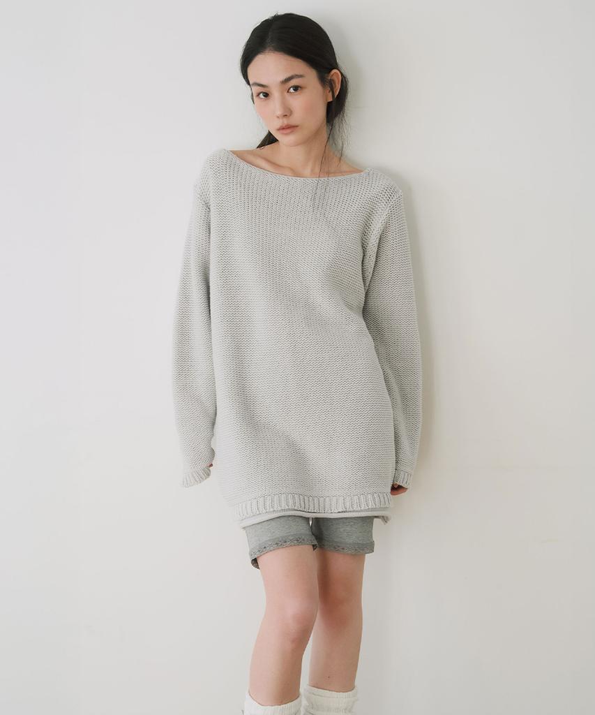 Ieoning Frontback Cotton Loose Knit, Light Gray