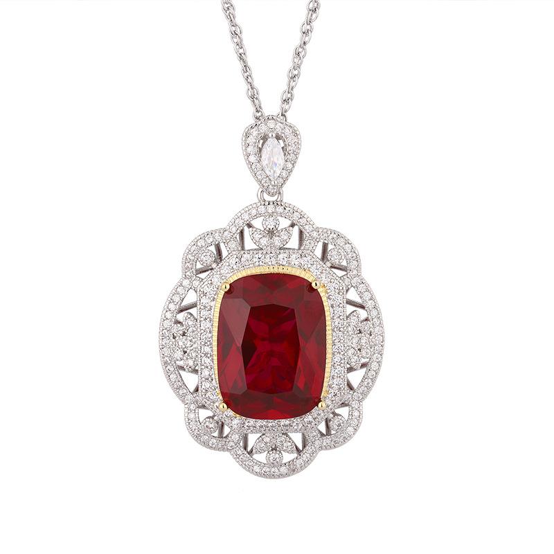 Jewelry Copper Bottom Gold-Plated Simulation Corundum Fat Rectangular Temperament Senior Pendant 15 * 20