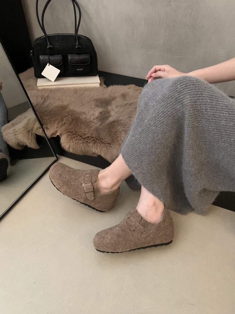 Autumn and winter cute round head velvet Mary Jane shoes single shoes flat heel evening wind fairy warm soft sole beanie cotton shoes woman