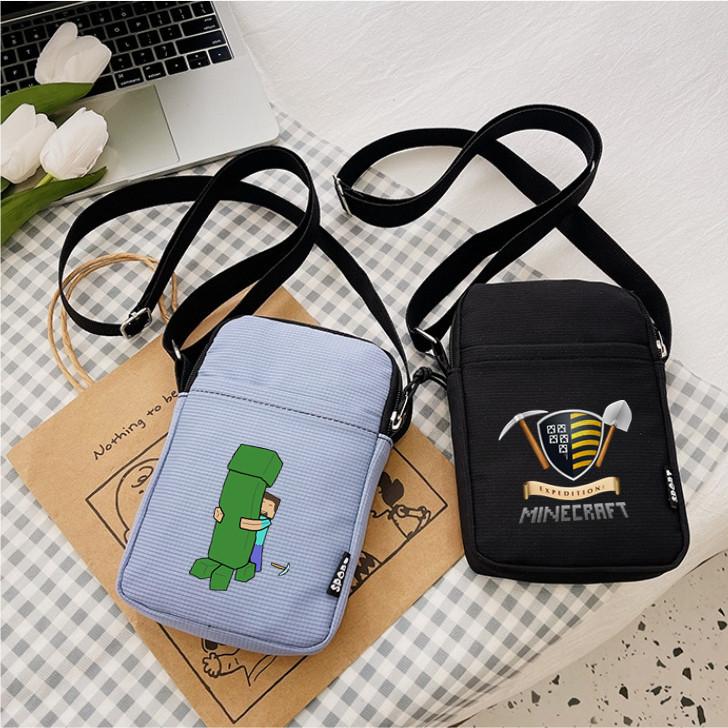 Printing Minecraft Pattern Canvas Single Shoulder Crossbody Bag Gift Fashion