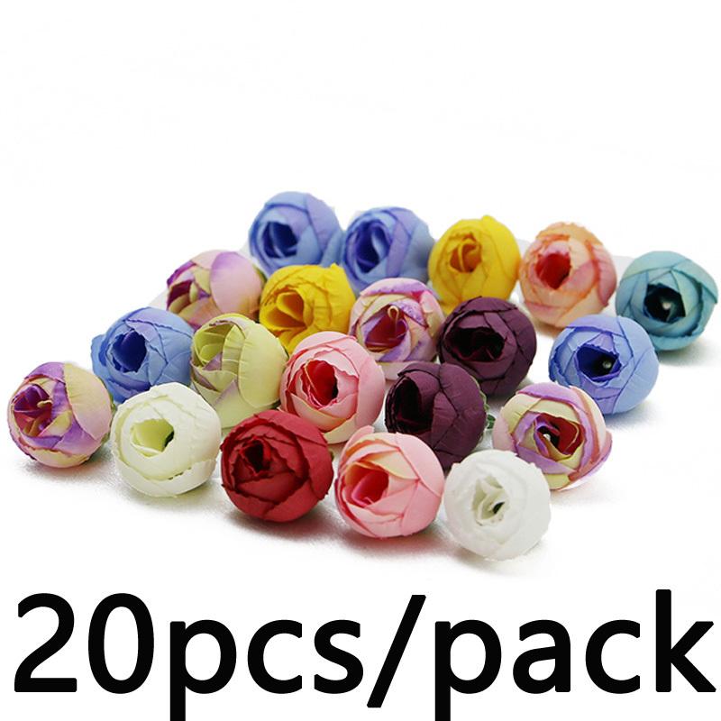 

(20pcs/pack)50mm Mixed Set Artificial Rose Tea Bud Flower Head Simulation Flower Vase Home Hair Wedding Holiday Decoration DIY