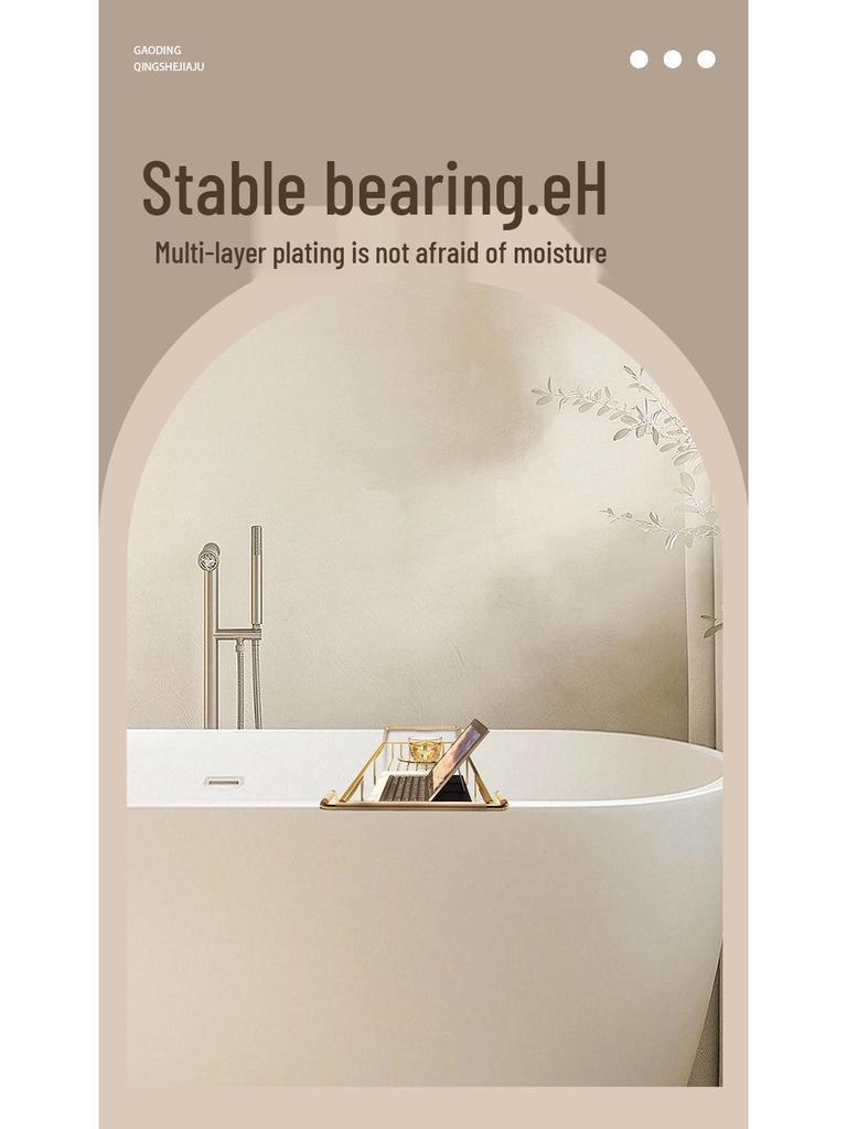 Stainless Steel Non-Slip Marble Bathtub Organizer Rack with Telescopic Shelf for Bathroom Use