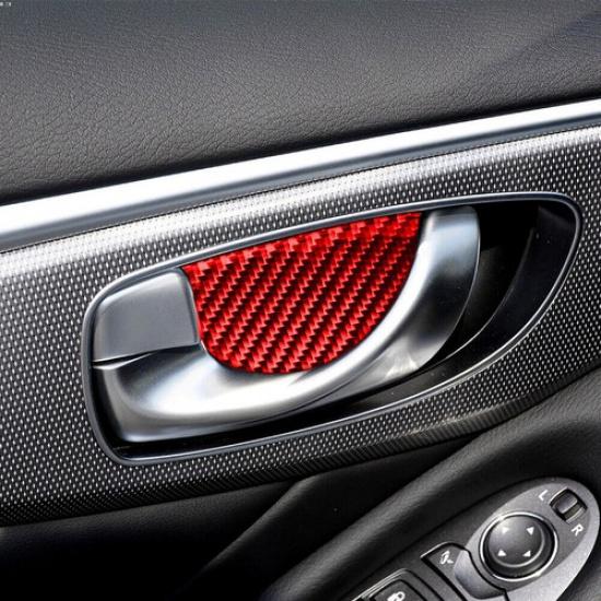 4Pcs Red Carbon Fiber Door Handle Bowl Sticker Cover For Infiniti Q50 Q60 14-19