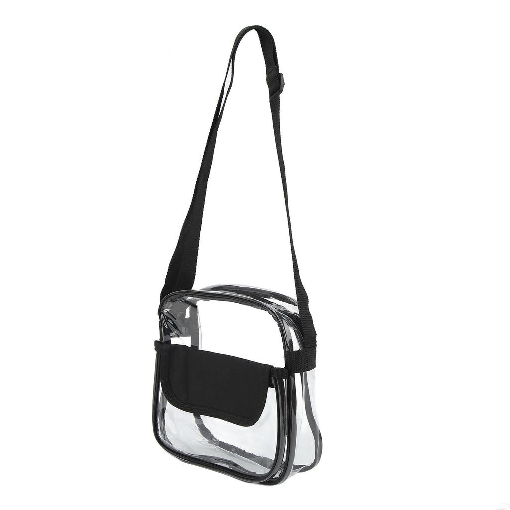 Transparent Messenger Bag PVC Shoulder Bag with Adjustable Strap for Daily Shopping Beach Traveling