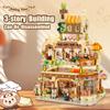 City Creativity Street View Cake Baking House Model Building Blocks DIY Architecture With LED Bricks Toys For Children Gifts