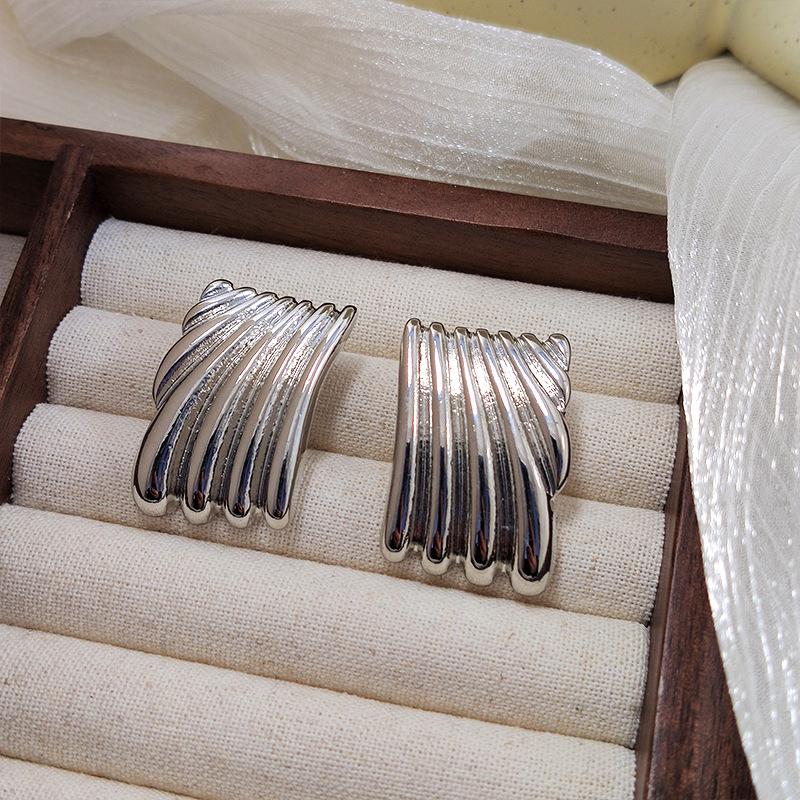 Punk Metal Vintage Ectangular Stripe Earrings for Women Gold Color Chunky Geometric Square Earrings Trendy Jewelry Gifts New