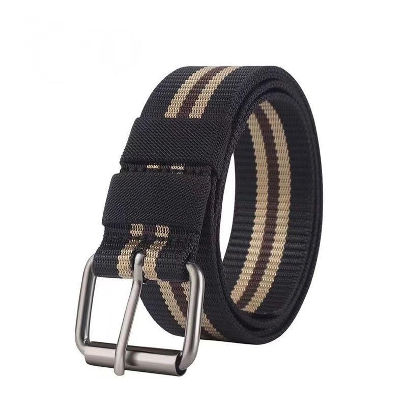 

Men Canvas Military Tactical Belt Man Alloy Pin Buckle Stripe Jeans Belts Men Drill Hole Belts 120cm чорний