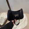 Spring Solid Color Bow Fashion Casual Commuter Bag Women's 2025 New Retro Shoulder Underarm Small Square Bag Versatile