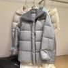 Knitted Lapel Down Jacket Women's Winter New Loose Thickened White Duck Down Soft Waxy Bread Jacket