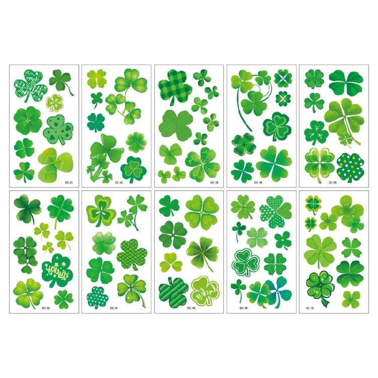 

Pack of 10 Clovers Tattooed Sticker Easy Apply Waterproof Shamrock Temporary Tattooed for Festives Parties