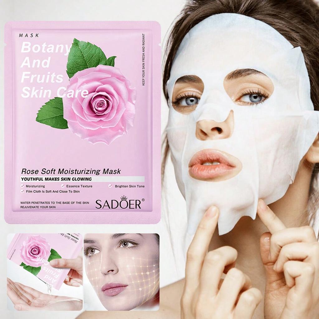1/3/5/10PCS Plant Rose Mask, Hydrating And Moisturizing, Post-Sun Repair, Soothing And Repairing, Ma